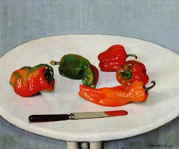 菲利尅斯 瓦洛東 Still Life with Red Peppers on a White Lacquered Table
